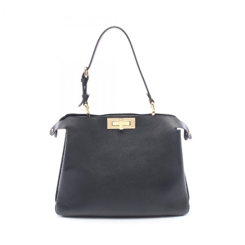 FENDI Peekaboo Soft Medium Handbag Leather Black 8BN353