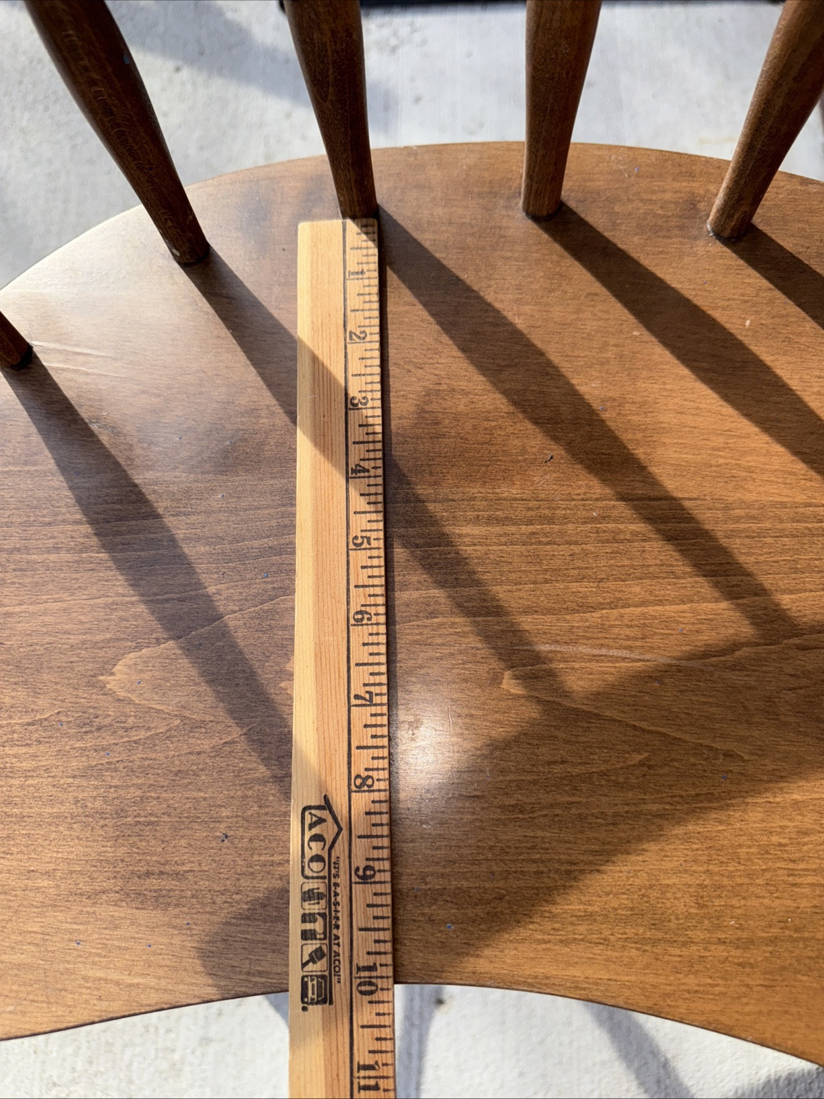 Mid Century Kidney Bean Walnut Spindle Back Vanity Chair Stool Bench Seat