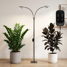 2-Head LED 36W Full Spectrum Auto Timer Standing Grow Lights for Indoor Plants