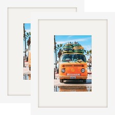 Picture Frames 8x10 White Nature Solid Wood 2 Pack for Wall Mount and Tableto...