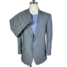 Mint Jos A Bank Signature Wool/Silk Pinstripe 2Btn Suit 43L x 37W Sewn Pockets