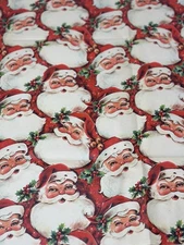Vintage Christmas Santa Clause Faces Gift Wrap Holiday One Sheet 20" x 26"