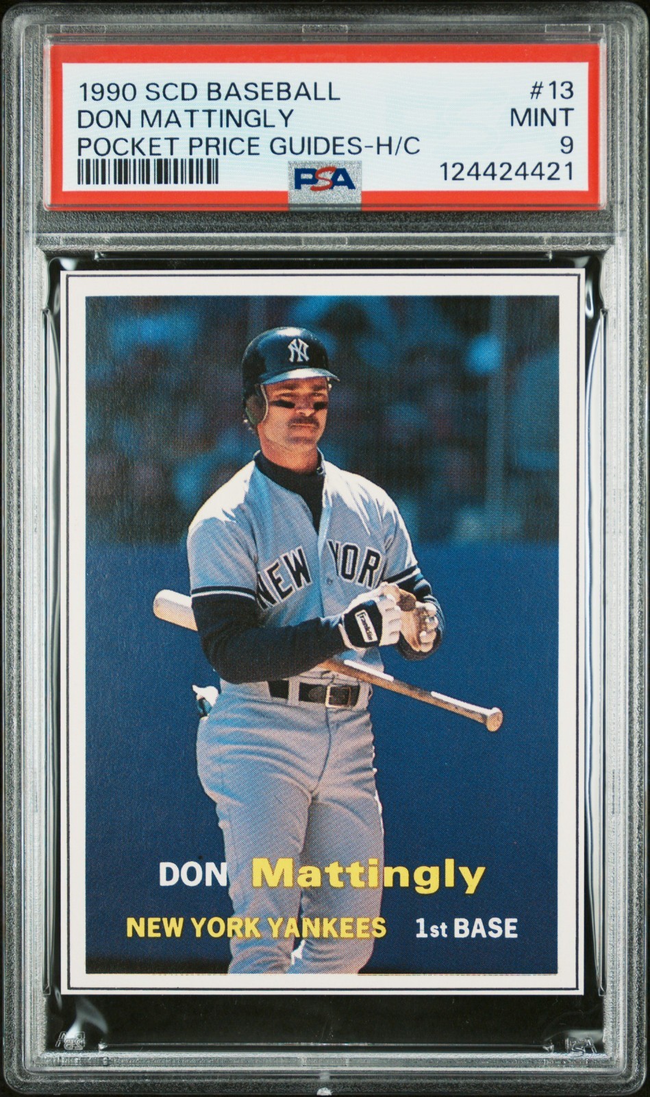 PSA 9 MINT 1990 SCD BASEBALL POCKET PRICE GUIDES DON MATTINGLY #13 24421 B293