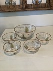 Spode Christmas Tree Glass Salad Serving Bowl 5 Piece Set 1 Large 4 Small