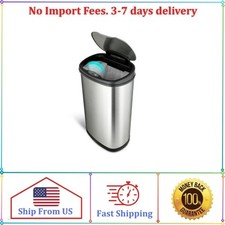 Nine Stars Automatic Kitchen Trash Can, 13 Gallon Stainless Steel, Silver