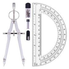Compass and Protractor Set, Professional Drawing Compass Tool, Metal Compass ...