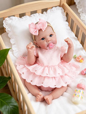 Lifelike Reborn Baby Doll 20 Inch, Realistic Newborn Girl with Pink Dress  Soft