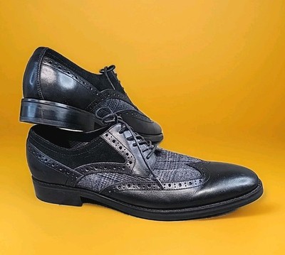 Bar III Dress Shoes Men's 11.5 M Monte Lace Up Wingtip Oxfords Black Leather