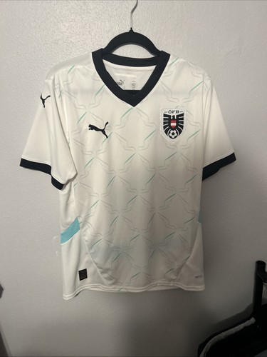 Herren weiß Österreich Nationalmannschaft 2024 Auswärts Replica Trikot Neu mit Etikett Größe Medium $ 95 - Bild 11 von 17