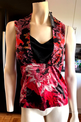 BNWT St MARTINS Ladies SCANDINAVIAN Design Faux SATIN Floral Print Top 36 UK 8