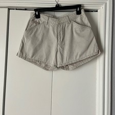 Cotton High Waist Mom Shorts Vintage Style Casual Khaki Beige Size 5