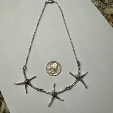 FANTASTIC STERLING SILVER STARFISH NECKLACE EACH STAR MARKED
