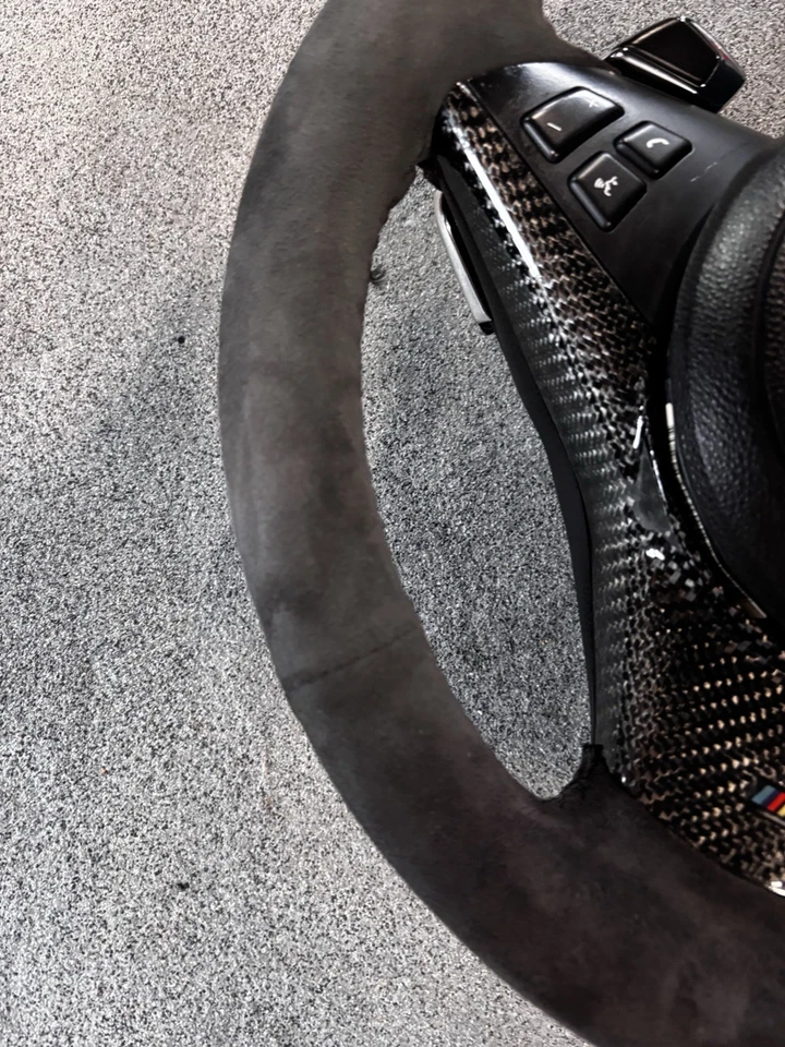 Volante deportivo completo de cuero negro OEM BMW E60 E61 E63 E64 cambio de paleta Foto 2 de 4