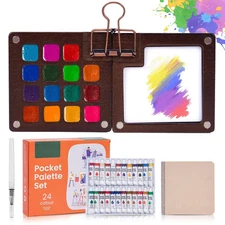 Mini Watercolor Paint Set TravelPocket Artist Watercolor Travel Set with Colo...