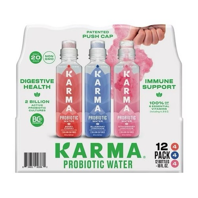#ad Karma Probiotic Water – 12 Bottle Pack – 18 fl oz – Variety Flavors – Factory Se $25.99