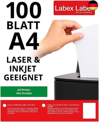 A4 Klebeetiketten zum Bedrucken ? 100 Blatt Selbstklebende Etiketten A4 ?