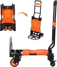 2-in-1 Heavy Duty Folding Hand Truck with Basket 330 LBS Convertible Dolly Cart