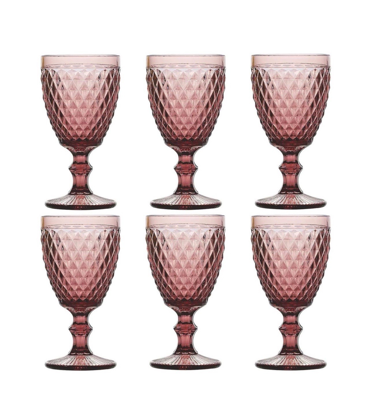 Purple Drinking Glasses set of 6 Colored Wine Goblets