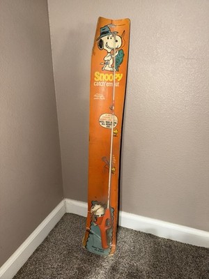 VTG 1985 Snoopy Mickey Zebco Rod Reel Fishing Pole Combo Catch'em