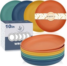 Wrova Unbreakable Plastic Plates - 10 Inch Dinner Plate Set of 8 - Dishwasher &