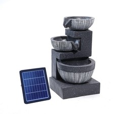 Solar Powered Natural Slate Garden Water Feature Outdoor LED Fountain Waterfall