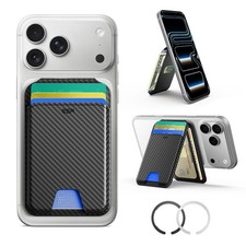 for MagSafe Wallet Stand, RFID Blocking w MagSafe Ring, 5 Card Holder for Pho...