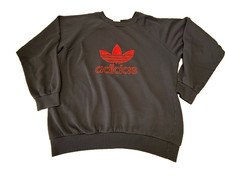 Vintage 80s Adidas Sweatshirt Embroidered Trefoil Unisex NAVY BLUE - MEDIUM