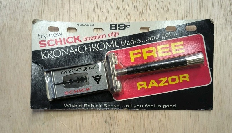 Vintage 1960s-1970s Schick Krona Safety Razor With Blades NOS 4 Blades Very Nice