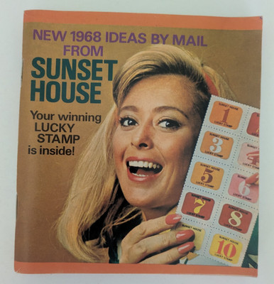 1968 Sunset House Mail Order Catalog Contest Lucky Stamp Kennedy Paperweight Ads