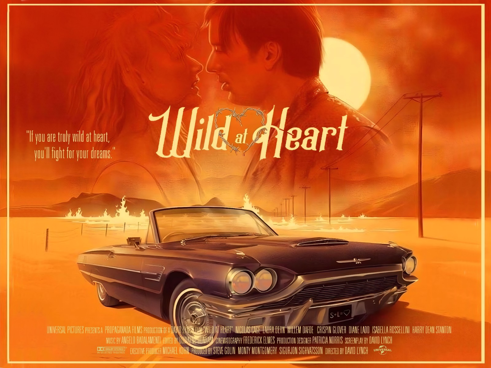 WILD AT HEART 1990  Quad poster print 30x40 DAVID LYNCH NICHOLAS CAGE FREE P&P