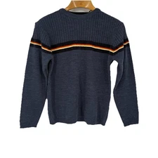 Y2K Arizona Jean Company Womens Pullover Sweater Large Blue Stripe Retro Grunge