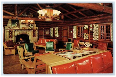 1960 White Pines State Park Interior Main Lodge Oregon Illinois Vintage Postcard
