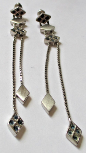 Boucles D'oreilles Percées Argentées Vintage Avec Cristaux - Ancien, état Impeccable, Référence 5426