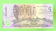 #D351. 1992   TYPE FRASER/ COLE POLYMER  $5 BANKNOTE #AA 31953550