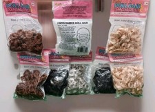 Darice 13MM DOLL HAIR Mixed 8 Pkgs Lot/ Unopened Black-Gray- Strawberry Blonde