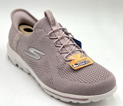 New SKECHERS GO WALK TRAVEL MILAN Hands Free Slip-ins Women Sneaker SZ 7 MAUVE