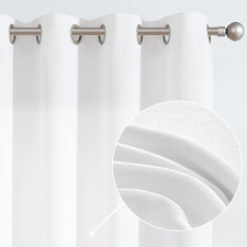 2 PANELS GROMMET FAUX SILK WINDOW CURTAINS DR...