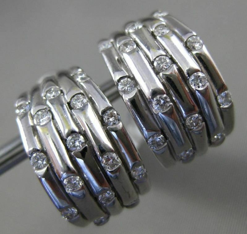 ORECCHINI ESTATE GRANDI 1 0 CT DIAMANTE ORO BIANCO 14KT 3D ETOILE MULTI FILA CLIP ON