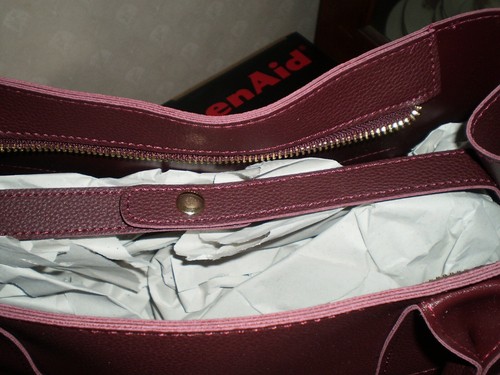 NEW LARGE BURGUNDY TOTE BAG , - Picture 4 of 5