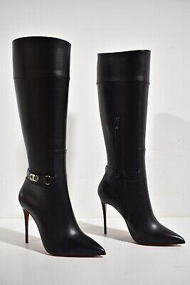 Christian Louboutin Lock Kate Botta 100 Black Leather Knee Christian Louboutin Lock Kate Botta 100 Black Leather Knee