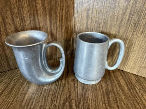 RWP Wilton Armetale Horn Mug Pewter and Mug 5" Vintage Metalware USA