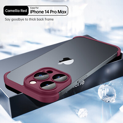 For iPhone 16 Pro Max 15 14 13 Camera Lens Corner Edge Frameless Protective Case