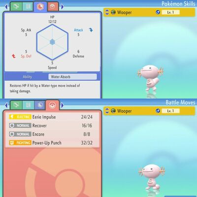  Shiny Wooper 6IV Pokemon Brilliant Diamond Shining Pearl Max EV Battle Ready