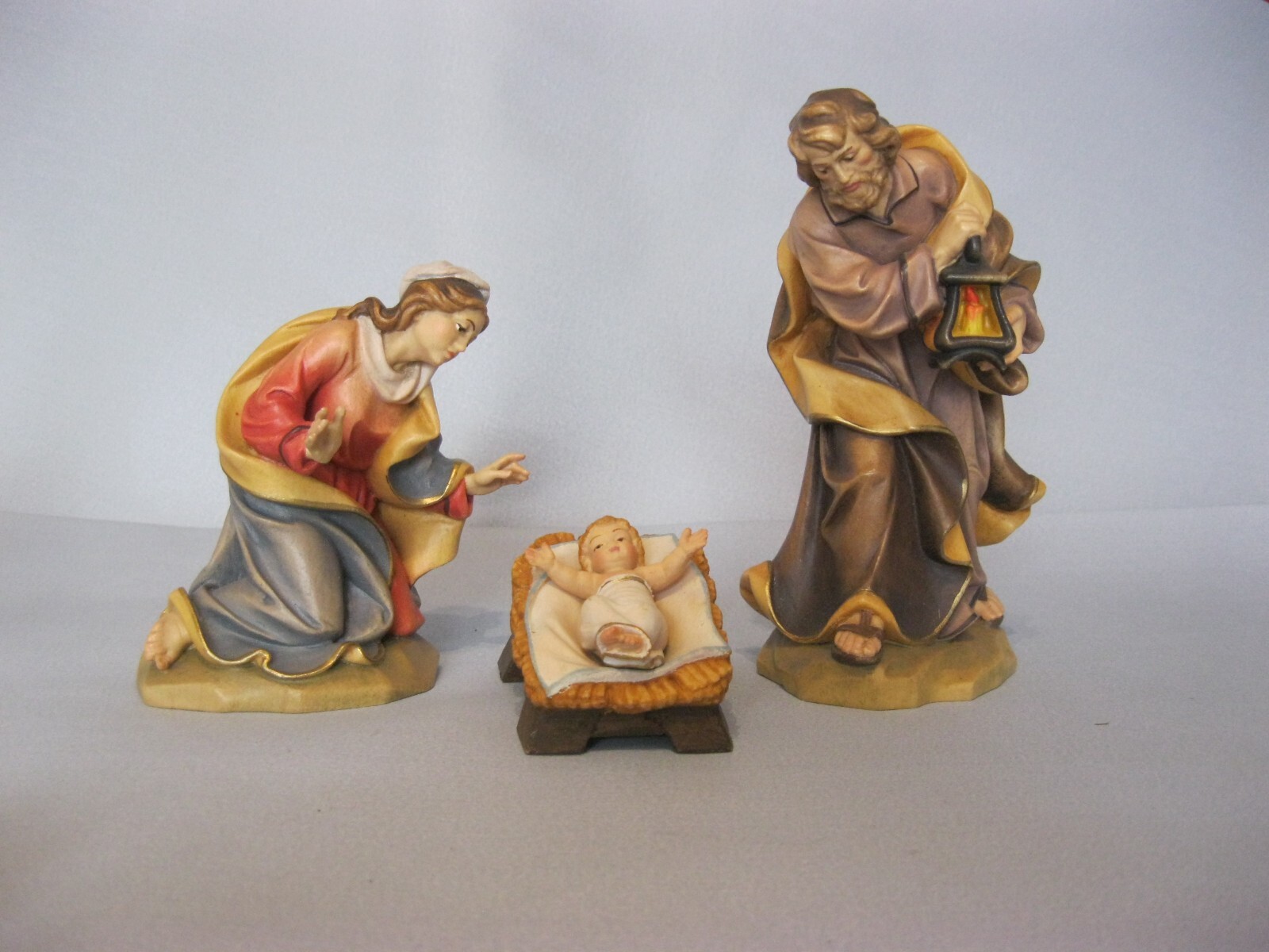 Heilige Familie Holz Krippenfiguren Groednertal Costa 15cm Krippe bemalt gefaßt