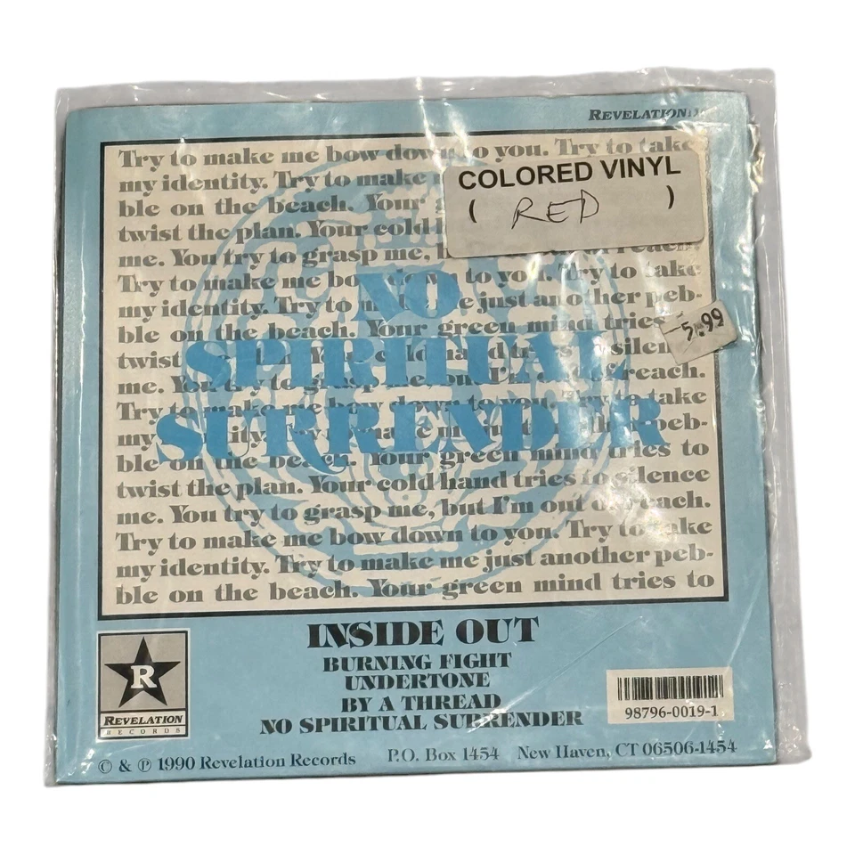 Inside Out No Spiritual Surrender 7" Limited Red Vinyl Rage Against the Machine - Image 3 of 4