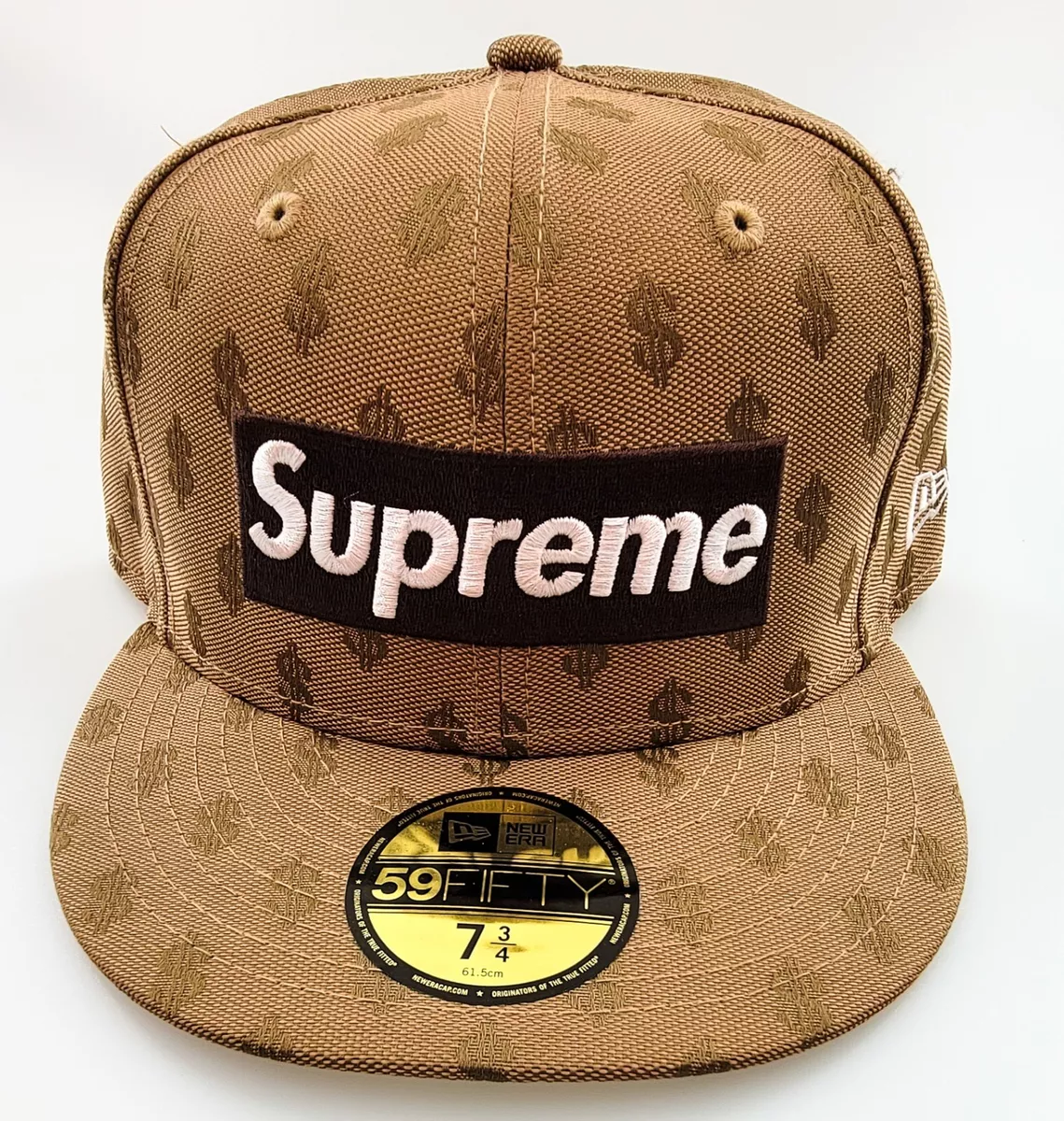 NWT 2018 Supreme SS18 Box Logo Brown Monogram New Era Hat S 7 3/4 Rare  AUTHENTIC