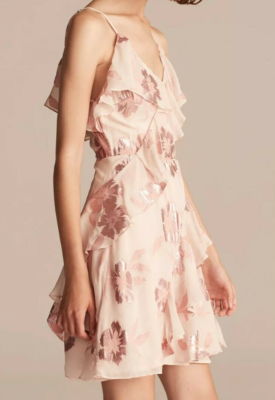 rebecca taylor ruffled silk chiffon dress Rebecca Taylor Metallic Chiffon Ruffle Dress