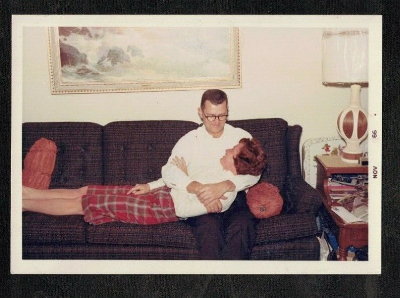 Vintage Photograph Woman Laying Across Man's Lap on Couch | eBay