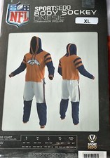 NEW NFL Denver Broncos Logo Fleece Pajama Zip Up One Piece Uniform - Choose Sz