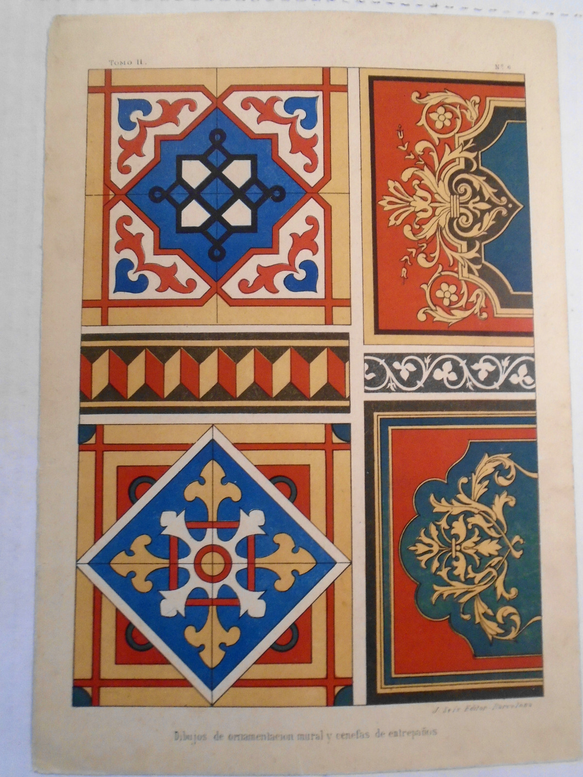 Dibujos De Ornamentacion Mural Y Cenefas Entrepanos - Litho. Ca 1890 , J. Seix